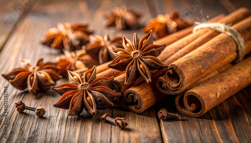 シナモン　八角　　生成AI　背景　