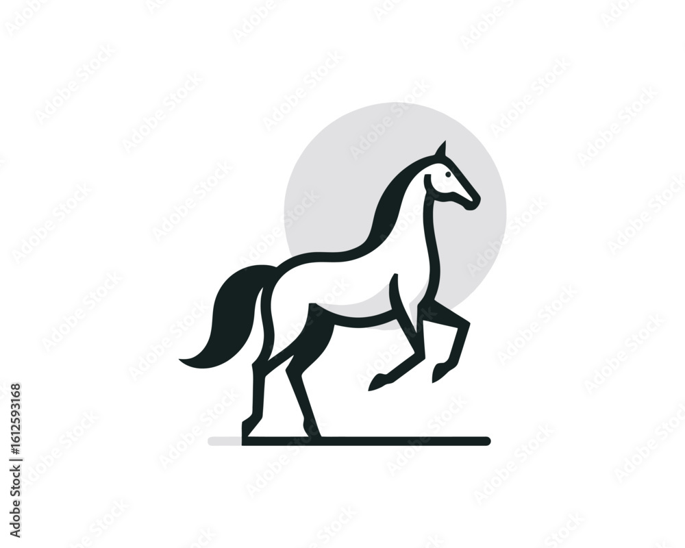 Fototapeta premium Graceful Stallion Crest Illustration Against a Circle Backdrop