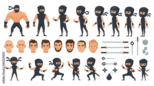 Photos Cartoon Ninja Character Design Kit