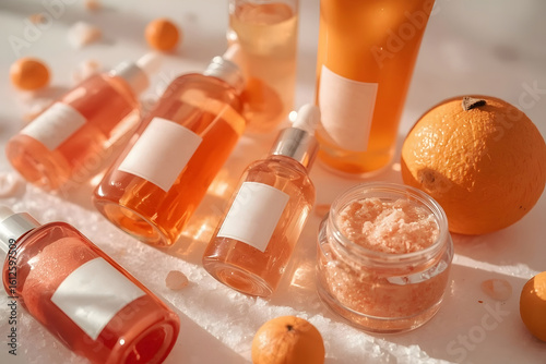 Close up of orange spa products
