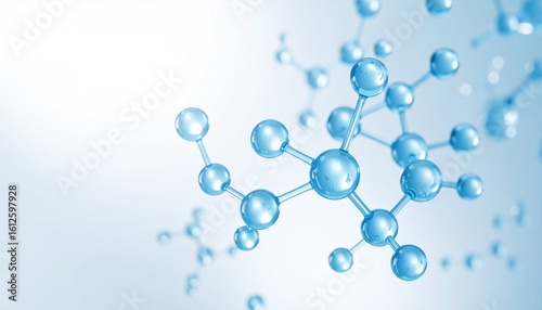 a blue molecular structure on white gradient background
