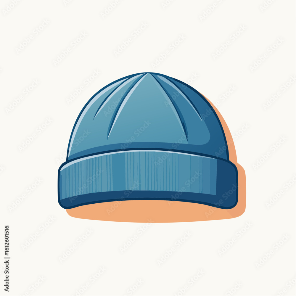 Cartoon winter blue beanie hat, flat vector design, suitable for cold weather, fashion, and apparel concepts. Generative AI Cartoon winter blue beanie hat, flat vector design, suitable for cold weather, fashion, and apparel concepts. Generative AI