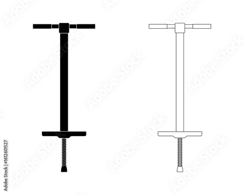 outline silhouette pogo stick icon set