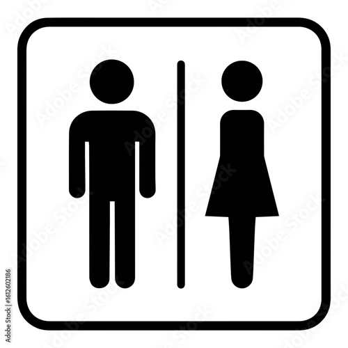 Washroom signage icon with transparent background in black and white style
