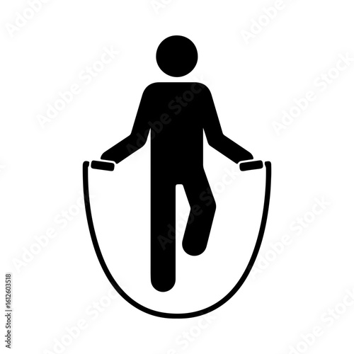 person jumping with skipping rope icon symbol isolated on white background