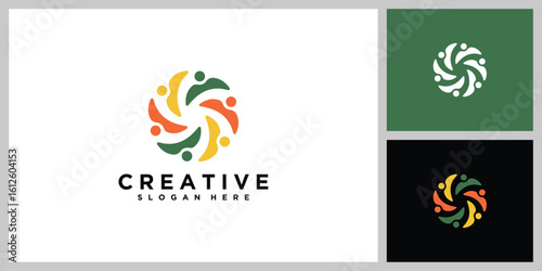 Diverse Community People Logo – Global Teamwork, Unity, Social & Charity Group Icon
