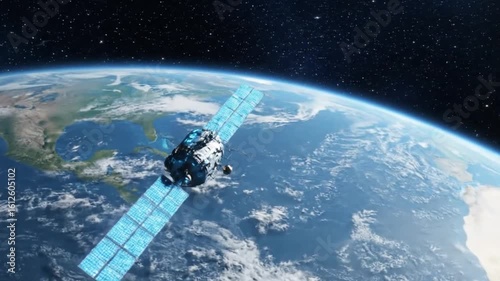 Satellite Orbiting Planet Earth in Space