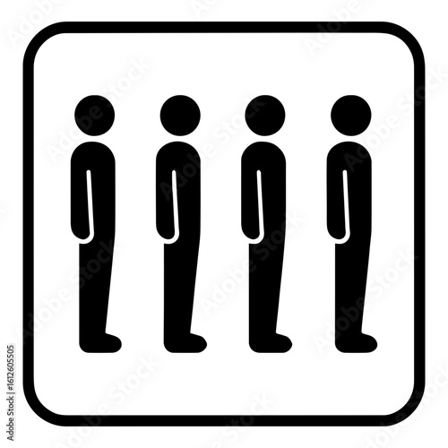 Queue signage people queuing icon with transparent background in black and white style
