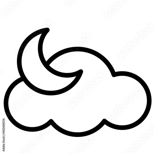 Weather outline icon. Cloudy night. Cloudy skies overnight