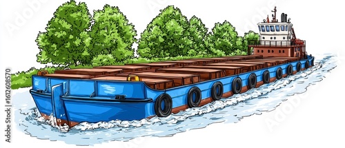Barge on a River.