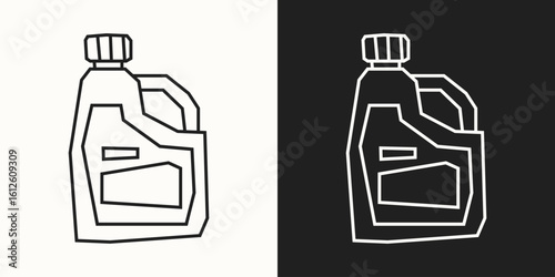 Detergent Bottle Icon in Black Line Art and White Line Art Cutout Style