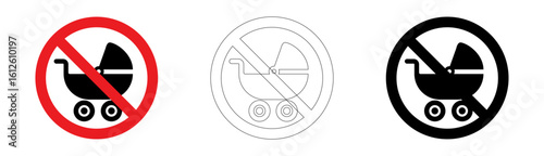 No strollers allowed sign in vector format