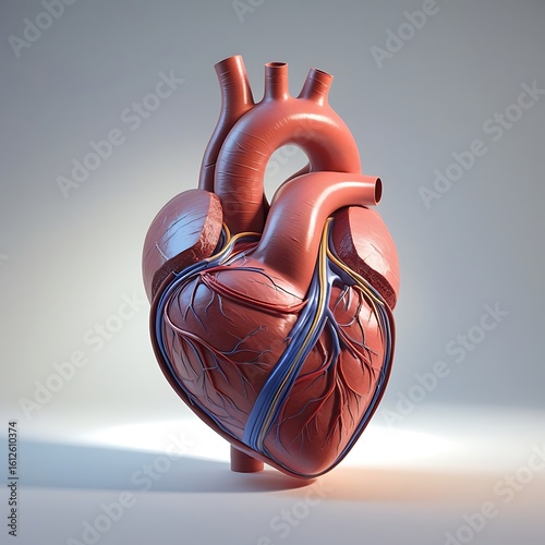 Wallpaper Mural Anatomical illustration of a human heart with visible arteries and veins on light background Torontodigital.ca