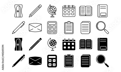 stationery equipment icon set vector