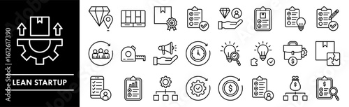 Lean Startup icon collection set. Containing design startup, lean, pivot, iterate, MVP, validate, customer