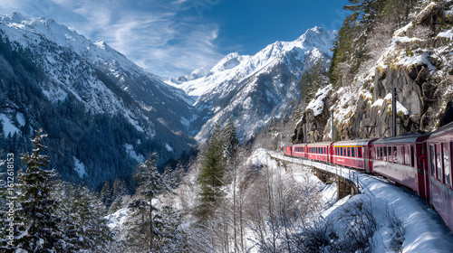 Bernina Express in the Swiss Alps