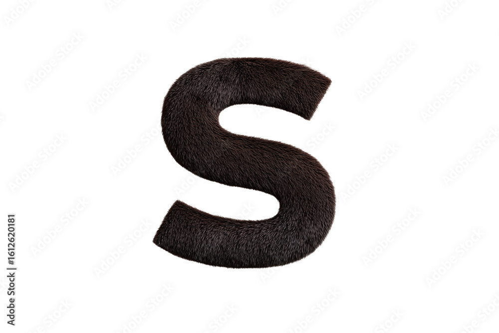Naklejka premium Dark Brown Plush Letter S on Transparent Background for Typography and Design