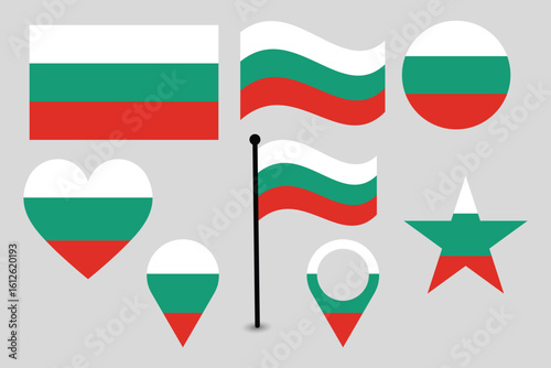 Diverse Bulgarian Flag Designs. Bulgaria Flags in Various Formats.