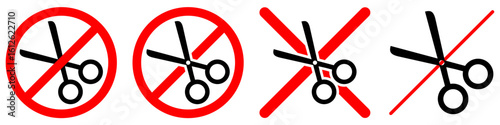 No scissor sign vector. Perfect for indicating restricted actions, safety warnings, or rules against cutting, a prohibition on using scissors in specific areas or contexts.