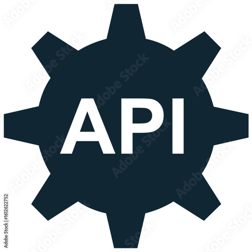 API interface icon vector. Ideal for illustrating software integration, data exchange, or web services, it serves as a connection point for applications to communicate.