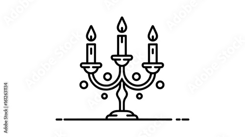 Elegant three candle candelabra icon with a subtle White background.