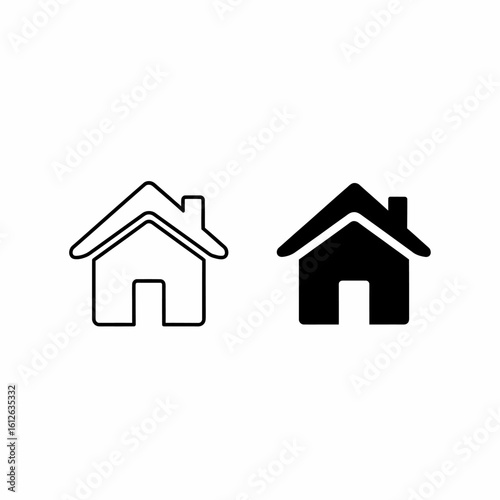 Two house icons, one outlined and one filled, representing home or navigation.
