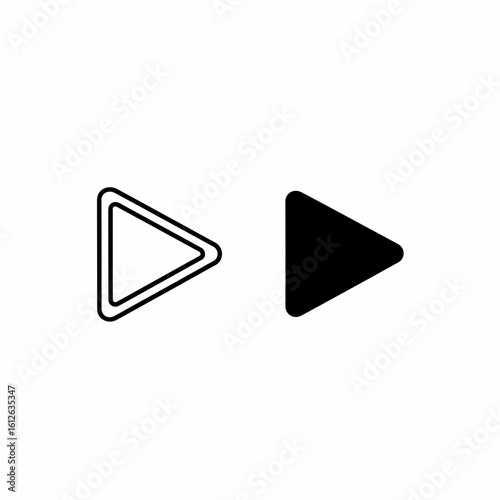 Two variations of a play icon, one outlined and one solid, representing media playback.