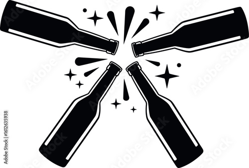 Cheers beer bottles vector illustration celebration drink party happy hour