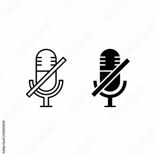 Mute microphone icons: line and solid versions.
