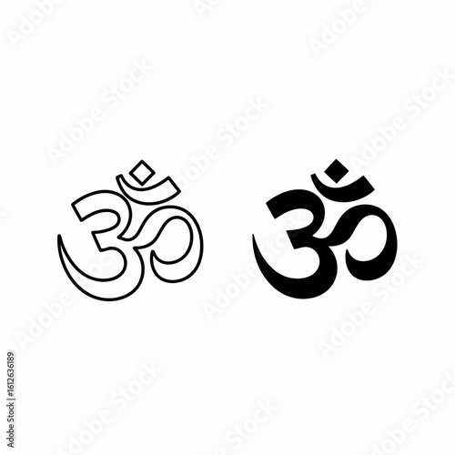 Two variations of the sacred Hindu Om symbol, a spiritual and religious icon.