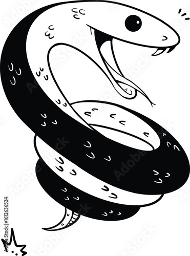 Playful Vector Snake with Bold Line Art Style