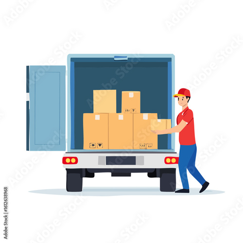 Delivery Person Loading Boxes into a Truck 1.