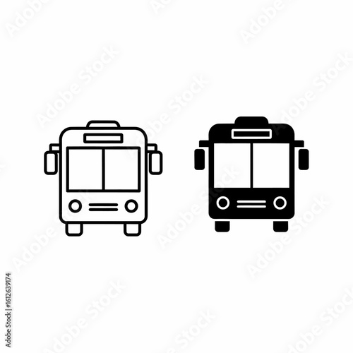 Two simple bus icons; outline and solid black versions.