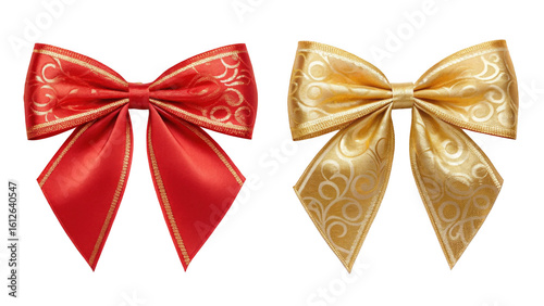  Red bow and Golden bow on transparent