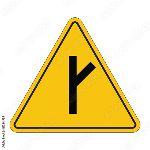 Warning Sign Indicating Fork in the Road With Distinctive Symbol