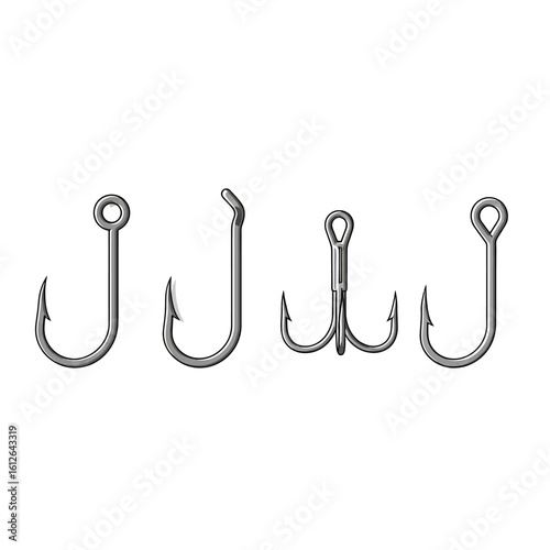 Fishing Hook Types – Vector Illustration Set