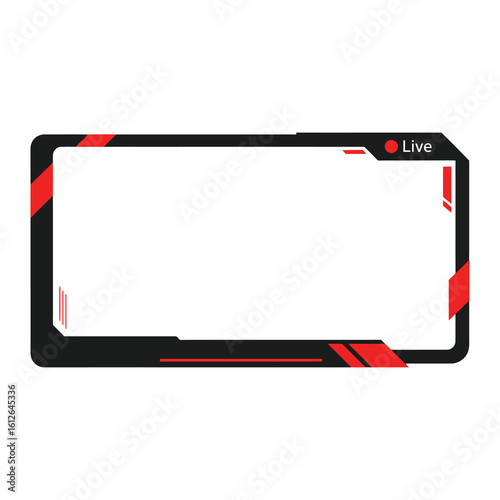 A rectangular black and red streaming overlay frame with a live indicator.