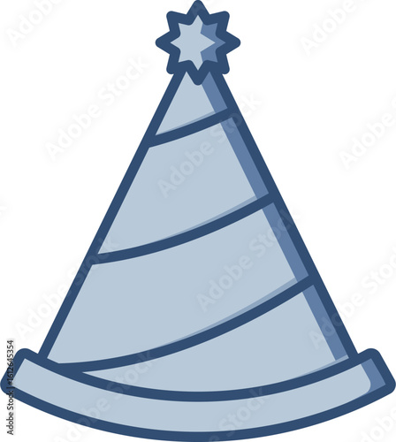 Party hat vector icon with transparent background. Changeable blue color design.