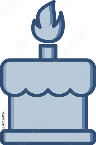 Cake with candles vector icon with transparent background. Changeable blue color design.