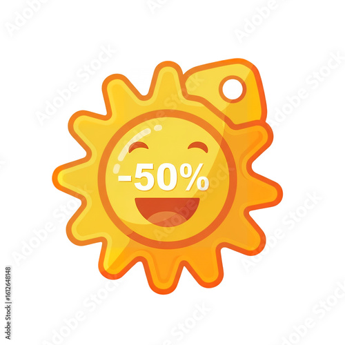 Sun Shaped Summer Sale Discount Tag Vector – Transparent Background