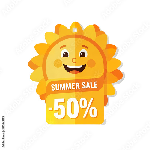 Sun Shaped Summer Sale Discount Tag Vector – Transparent Background