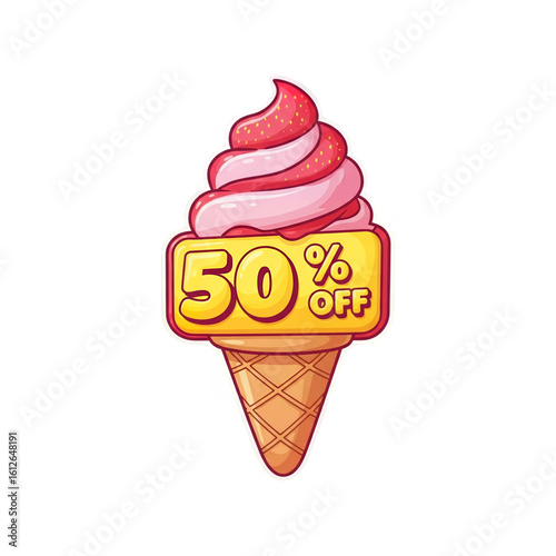 Ice Cream Cone Summer Sale Tag Vector – Transparent Background