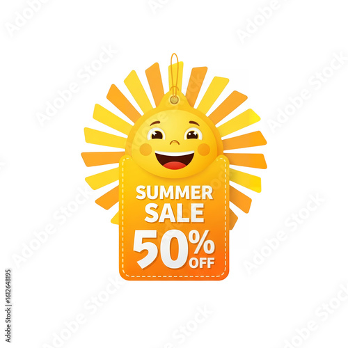 Sun Shaped Summer Sale Discount Tag Vector – Transparent Background