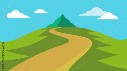anime hillside trail scenic view