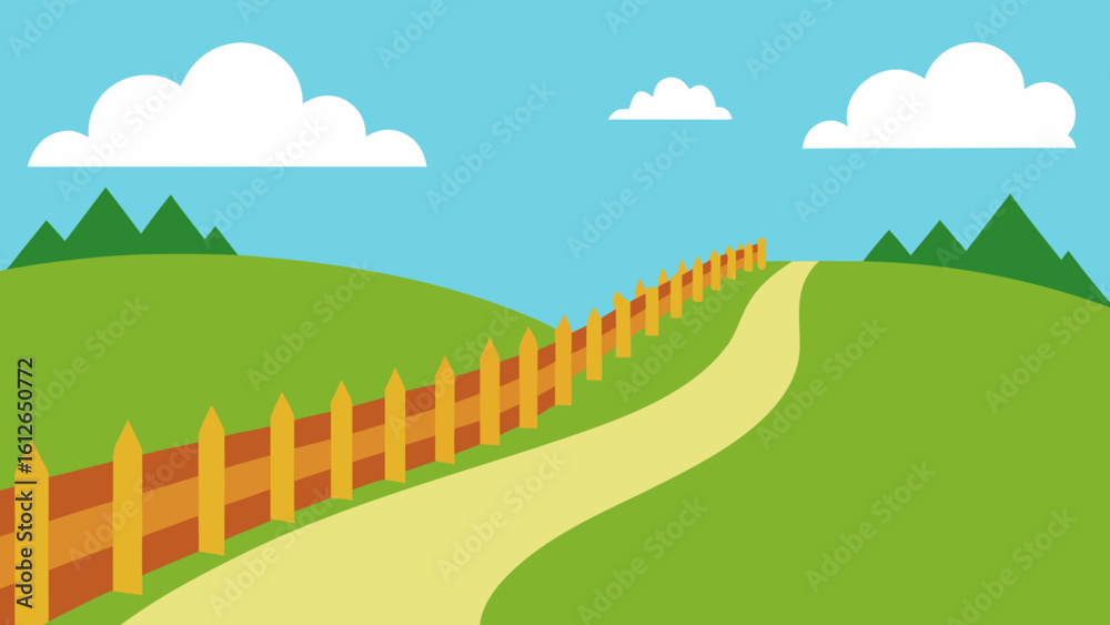 Obraz premium fence lined meadow path country trail