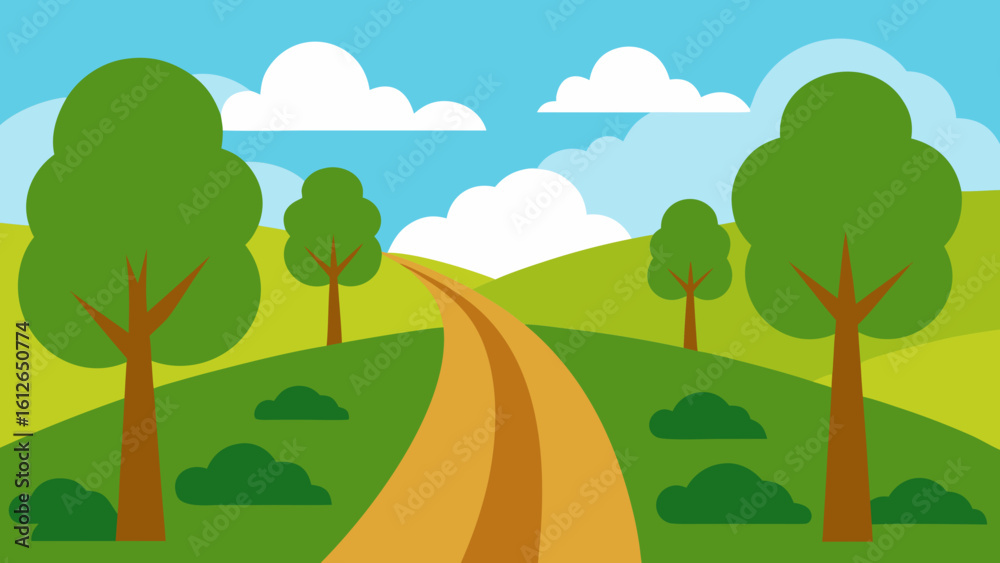 Fototapeta premium field trail with trees forest edge