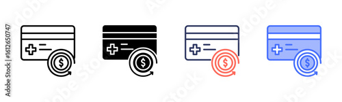 Medical Expense icon set multiple style collection
