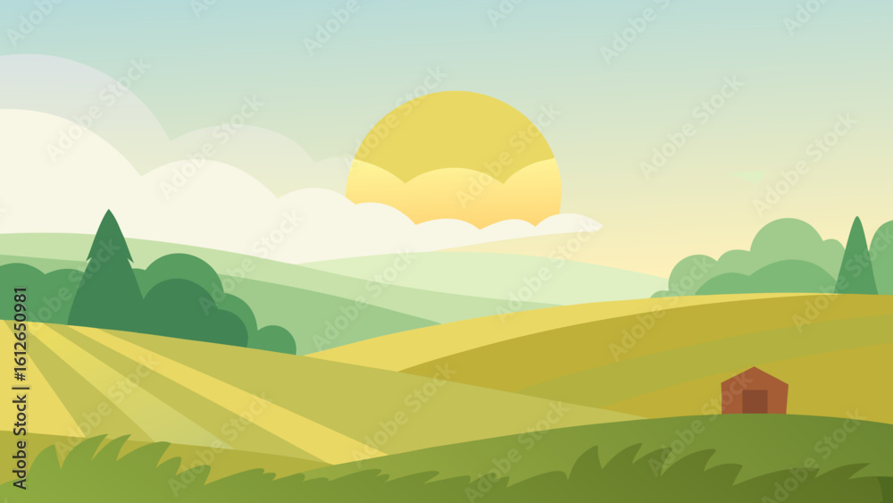 Obraz premium morning haze fields