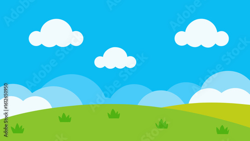 meadow scattered clouds