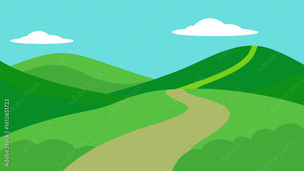 Obraz premium path through green hills